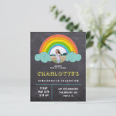 Chalkboard Rainbow Kinder Budget Afstuderen Invite (Staand voorkant)