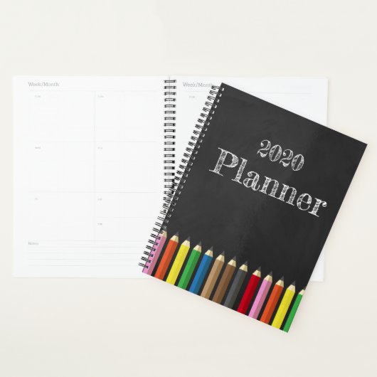 Chalkboard Rainbow Pencil Teacher Planner (Display)