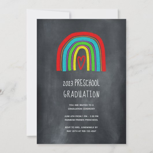 Chalkboard Rainbow Preschool Afstuderen Kaart (Voorkant)
