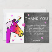 Chalkboard Rainbow Unicorn Carte de remerciements (Devant)
