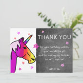 Chalkboard Rainbow Unicorn Carte de remerciements (Debout devant)