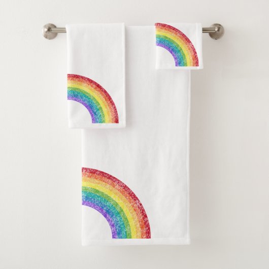 CHALKBOARD RAINBOW WHITROOM BATHROOM TOWEL SET BAD HANDDOEK (Insitu)