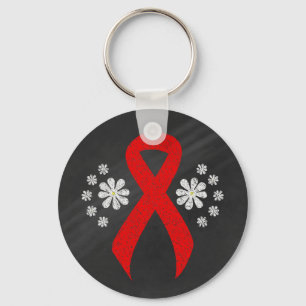 Chalkboard Red Awareness Ribbon Sleutelhanger