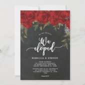 chalkboard red roses modern we ontwikkelden uitnod kaart (Voorkant)