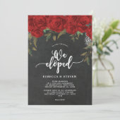 chalkboard red roses modern we ontwikkelden uitnod kaart (Staand voorkant)