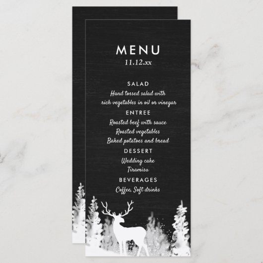 Chalkboard Reindeer Kerstbruiloft Menu (Voorkant / Achterkant)