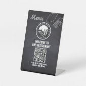 Chalkboard Restaurant Menu QR Code Reclamebord Met Voetstuk (Voorkant)