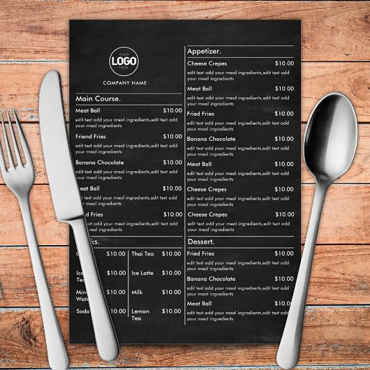 Chalkboard Restaurant Table Menu Cartes Plat Noir