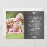 Chalkboard rire Ho Ho Ho Carte photo de vacances<br><div class="desc">Un arrière - plan de tableau noir et une police de craie conçue par Kat Parrella envoie un message Joyeux Noël et un Ho ! Ho ! Ho ! à la famille et aux amis cette saison des fêtes. Voir toute la collection de salutations de vacances et de cartes photos...</div>