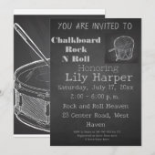 Chalkboard Rock Star Baby shower Invitation Kaart (Voorkant / Achterkant)
