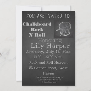Chalkboard Rock Star Baby shower Invitation Kaart