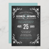 Chalkboard  Romance Wedding Uitnodiging (Voorkant / Achterkant)