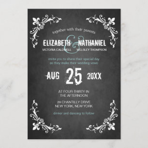 Chalkboard  Romance Wedding Uitnodiging