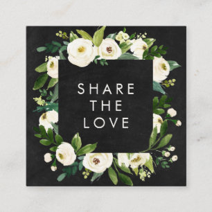 Chalkboard Romantic Waterverf Winter Floral Lijst Aanbevelingskaartje