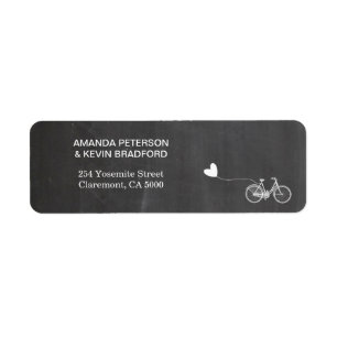 Chalkboard romantisch fietsenretour label