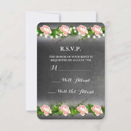 Chalkboard Roos Wedding R.S.V.P. RSVP Kaartje (Voorkant)