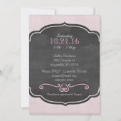 Chalkboard Rose Baby Girl Heart Shower Invitation (Dos)