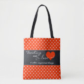 Chalkboard Rouge Blanc Pois Sac fourre-tout enseig (Devant)