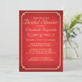 Chalkboard Rouge & Or Invitations de douche nuptia (Debout devant)