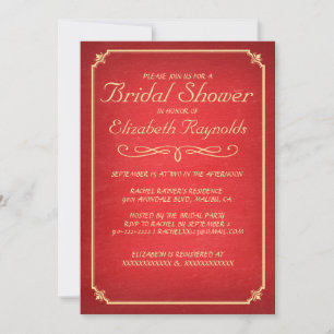 Chalkboard Rouge & Or Invitations de douche nuptia