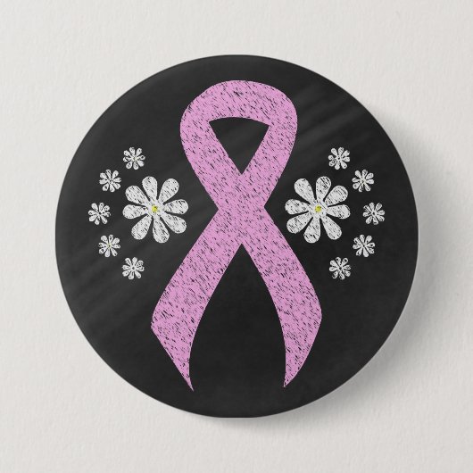 Chalkboard roze Awareness Ribbon Ronde Button 7,6 Cm (Voorkant)
