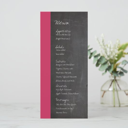 Chalkboard Roze Bruiloft Menu (Staand voorkant)