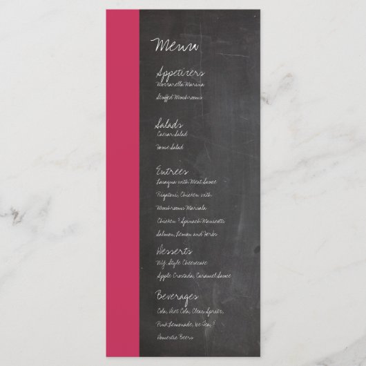 Chalkboard Roze Bruiloft Menu (Voorkant)