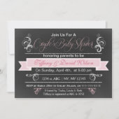 Chalkboard roze Couple's Baby shower Invitation Kaart (Voorkant)