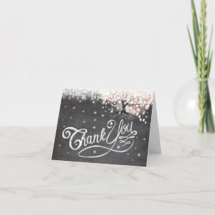 Chalkboard Roze Heart Leaf Folded Hartelijk dank Bedankkaart