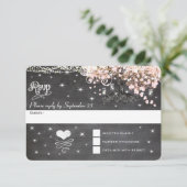 Chalkboard roze Heart Leaf Tree RSVP Kaartje (Staand voorkant)