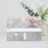 Chalkboard roze Heart Leaf Tree RSVP Kaartje (Staand voorkant)