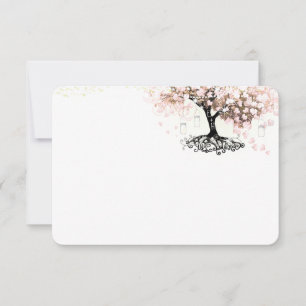 Chalkboard Roze Heart Leaf Tree Weddenschap Hartel Bedankkaart