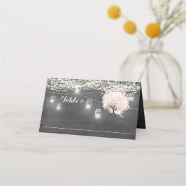 Chalkboard Roze Heart Leaf Tree Weduwgoedkaart