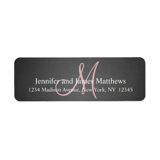 Chalkboard roze monogram voor bruiloften etiket (Voorkant)