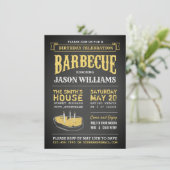 Chalkboard Rustic BBQ Invitations de fête d'annive (Debout devant)
