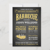 Chalkboard Rustic BBQ Invitations de fête d'annive (Devant)