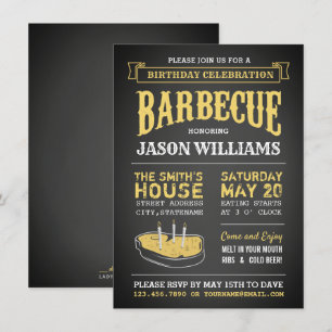 Chalkboard Rustic BBQ Invitations de fête d'annive