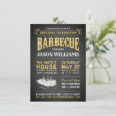 Chalkboard Rustic Birthday Party BBQ Invitations (Debout devant)