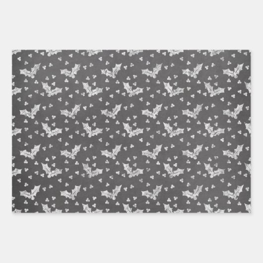 Chalkboard Rustic Black en White Kerstwrappi Inpakpapier Vel (Voorkant 2)