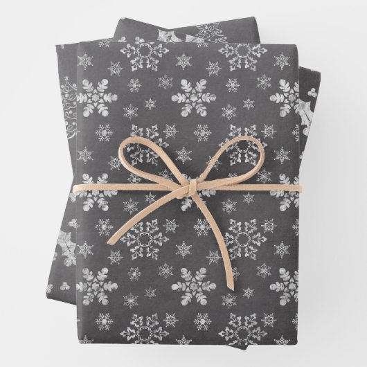 Chalkboard Rustic Black en White Kerstwrappi Inpakpapier Vel (In situ)