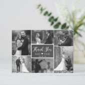 Chalkboard Rustic Black White Collage Wedding Bedankkaart (Staand voorkant)