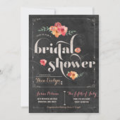 Chalkboard Rustic Floral Bridal Shower Kaart (Voorkant)