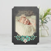 Chalkboard Rustic Floral Typography Sip N Zie Kaart (Staand voorkant)