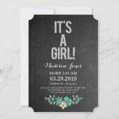 Chalkboard Rustic Floral Typography Sip N Zie Kaart (Achterkant)