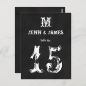 Chalkboard Rustic Mariage Numéro de table Carte (Devant / Derrière)