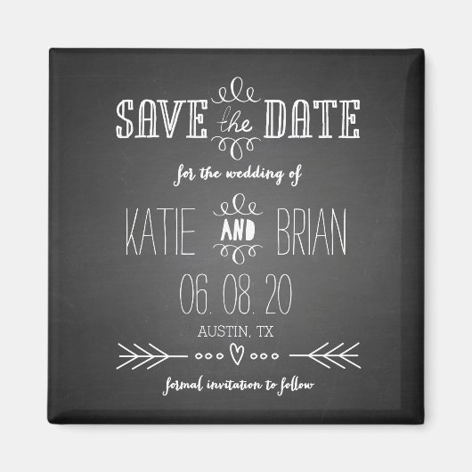 Chalkboard Rustic Save the Date Magnet Magneet (Voorkant)