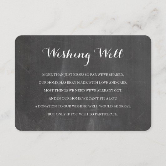 Chalkboard rustic Wishing well bruiloft insert car Informatiekaartje (Voorkant)