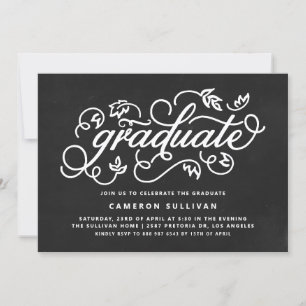 Chalkboard rustieke kalligrafie afstudeerfeest kaart