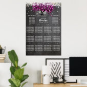 Chalkboard Sangria Wine Paars Seat Chart Poster (Thuiskantoor)