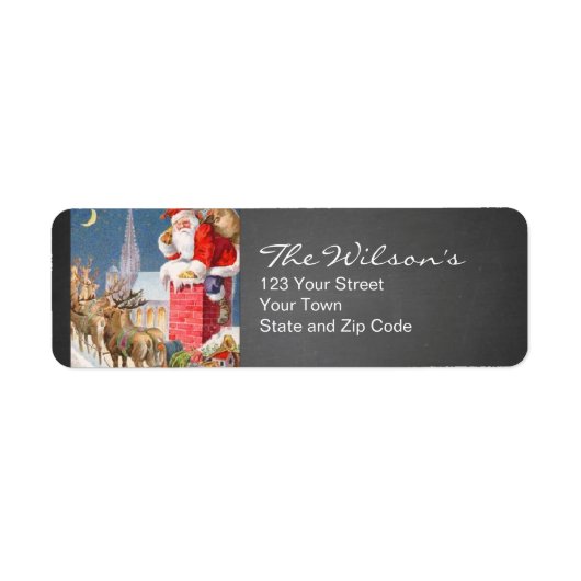 Chalkboard  Santa Christmas Retouradres Etiket (Voorkant)